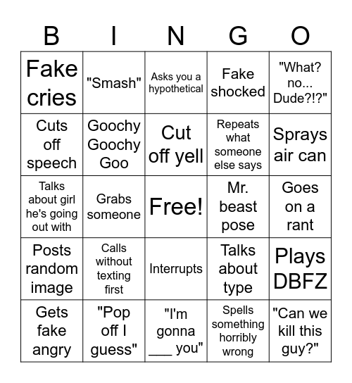 Max Bingo Card