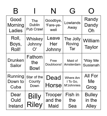 116th Annual Best Ever St. Pats Shanties Bingo Card