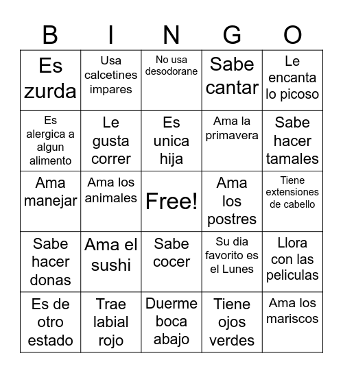 Encuentra a alguien que ... Bingo Card