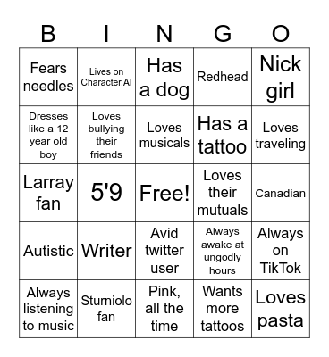 Kat Bingo Card