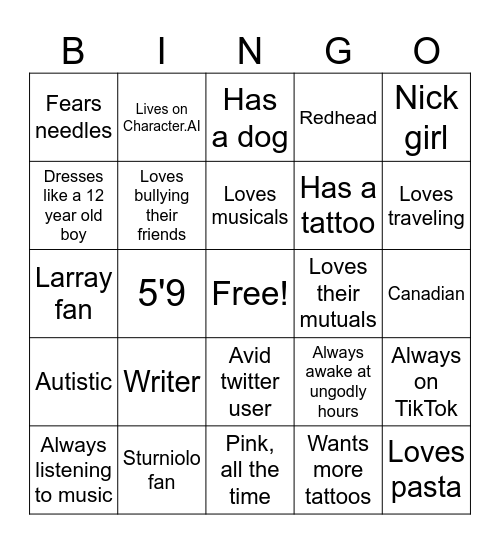 Kat Bingo Card
