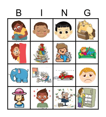 Adjectives/feelings Bingo Card