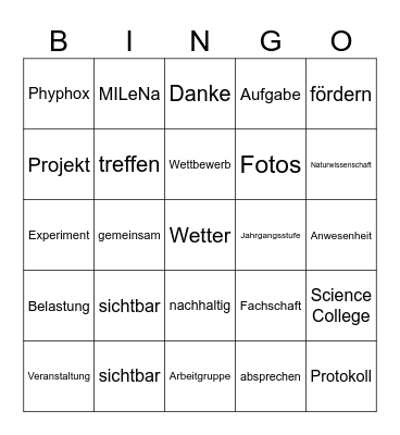 MINT-Konferenz Bingo Card