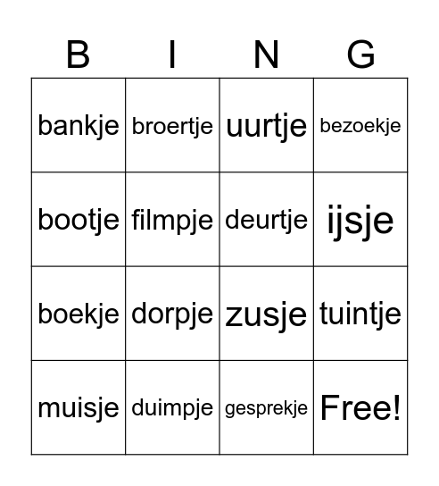 Spelling Thema 6 week 2 Bingo Card
