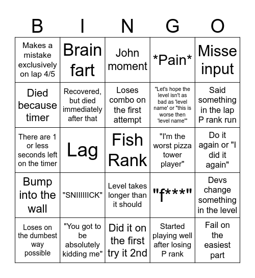 Chaos lord lap 5 Bingo Card