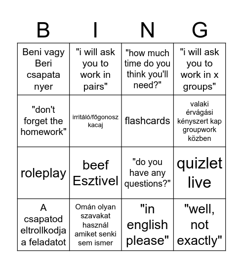 Niki Bingo Card