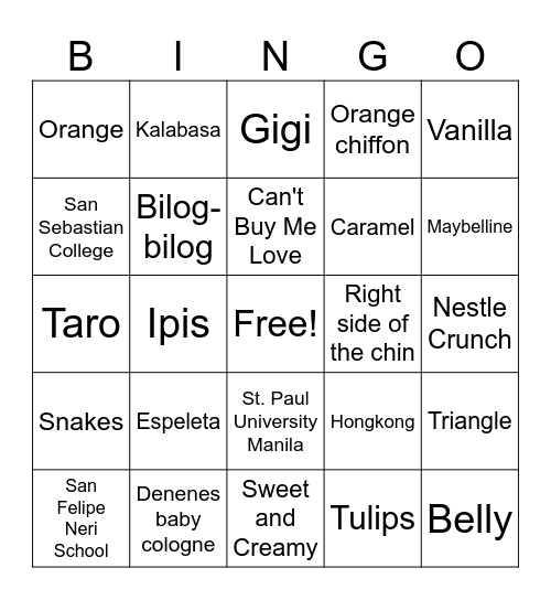 JOY TUMAYA Bingo Card