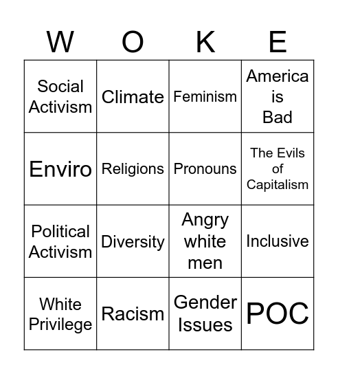 Woke Bingo Card