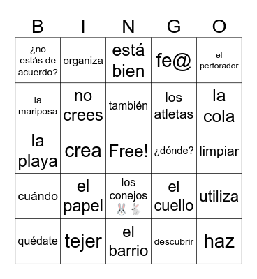 Vocabulario Español 7 - marzo Bingo Card