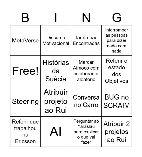 PCH Bingo Card