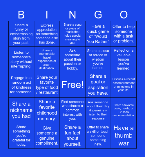 MBA Connect Event Bingo Card