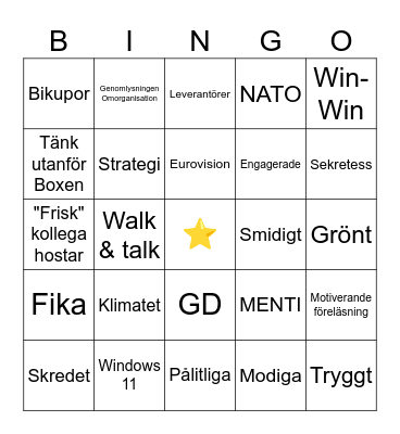 Avdelningsdagar BINGO Card