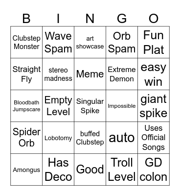 Recent Tab Bingo Card