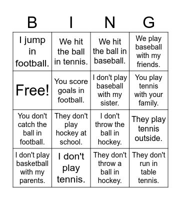 Do/Don't Look 2 Unit 3 Lesson 2 Bingo Card