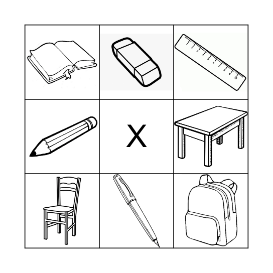 School objects Bingo Card