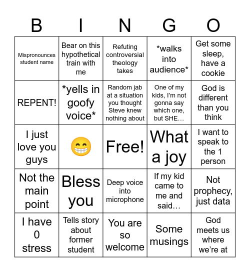 Steve Volle Lecture Bingo Card