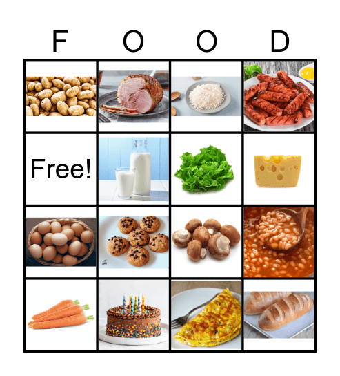 Bingo Food Bingo Card