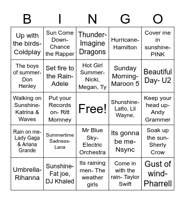 SPRING MUSICAL BINGO Card