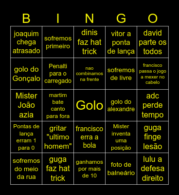 Bemjamins B Bingo Card