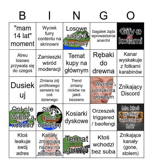 Kekalkiz bingoe Bingo Card