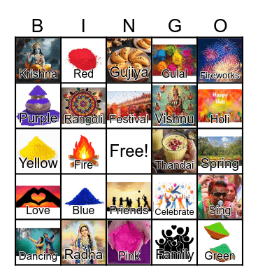 *Holi Fest* Bingo Card