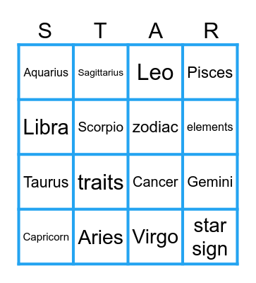 STAR SIGNS Bingo Card