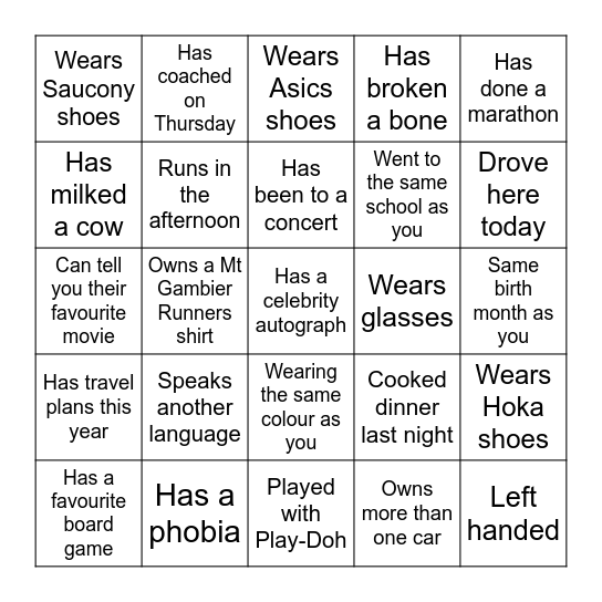 V's birthday bingo Card