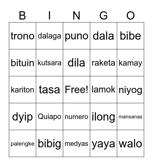 MGA SALITA Bingo Card