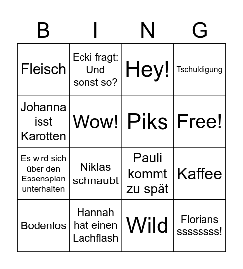 Bodenloses Bingo Card