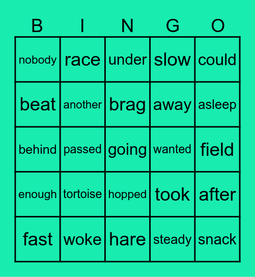 The Tortoise and the Hare Bingo Card