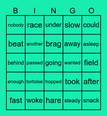 The Tortoise and the Hare Bingo Card
