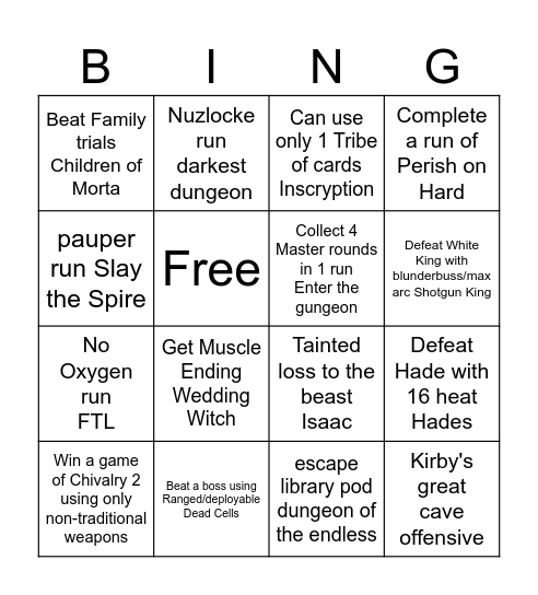 Rouge bingo Card