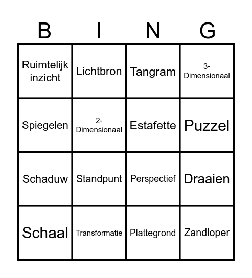 Rekenbingo Card