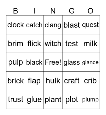 Phonics Bingo Card