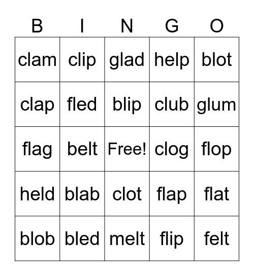 Lesson 27 I/I part 2 Bingo Card