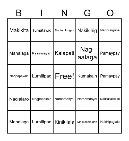 f Bingo Card