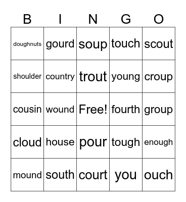 -ou words Bingo Card