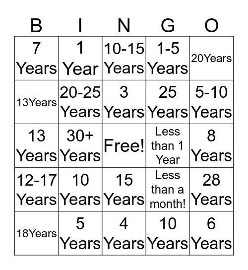 Tenure Statement Bingo! Bingo Card