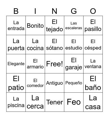 La Casa/Los Cuartos Bingo Card