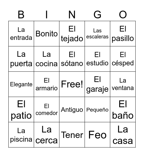 La Casa/Los Cuartos Bingo Card