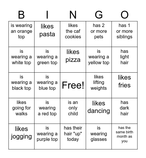 Find someone who... Bingo Card