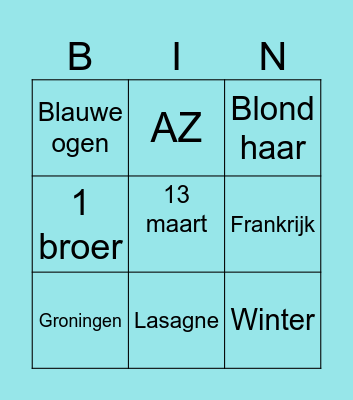 Verjaardagsbingo Card