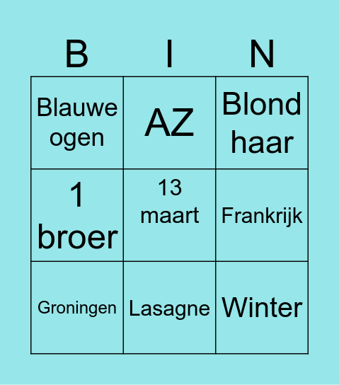 Verjaardagsbingo Card