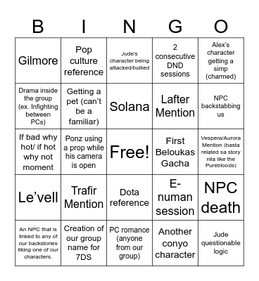 7DS BINGO Card