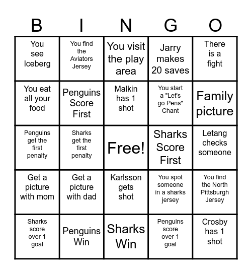 Penguin Game Bingo Card