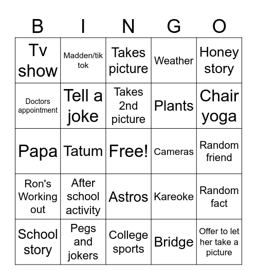 Ganny Bingo Card