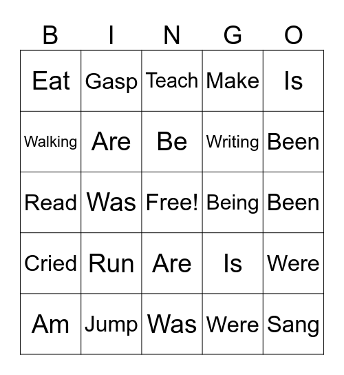 Verbs Bingo Card