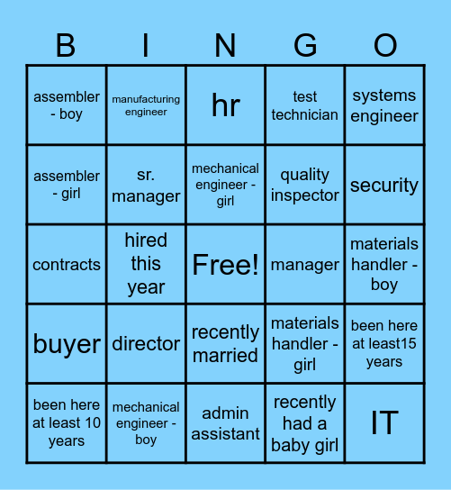 Bring Your Kids to Work Day 2024 Bingo Card