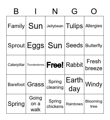 Spring Bingo Card