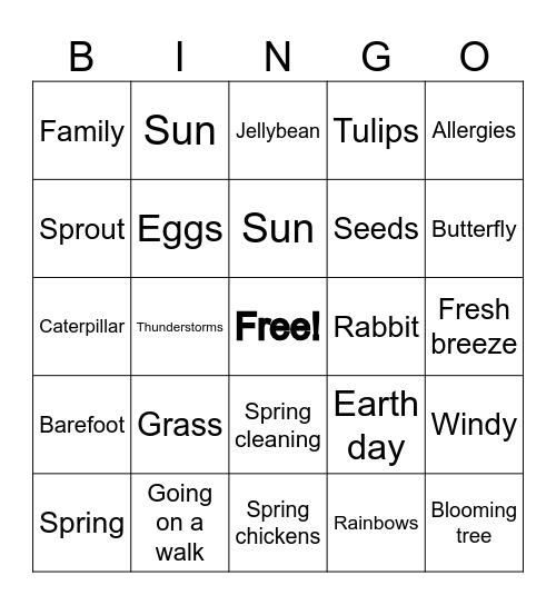 Spring Bingo Card